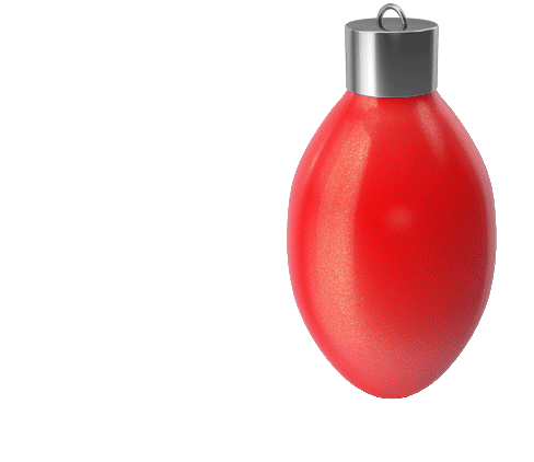 Red Christmas ornament with silver cap next to bold white text reading New Deal Alert on blue background.