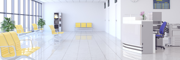 Empty Waiting Room with Yellow Chairs