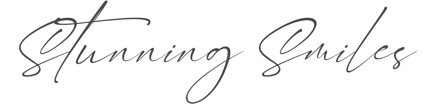 signature font saying with stunning smiles