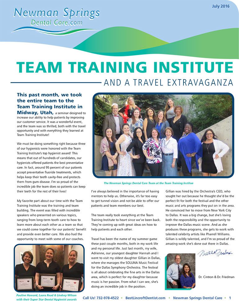 Team Training Institute | Newman Springs Dental Care