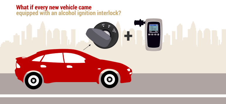 Illustration of a car and an alcohol ignition interlock system. 