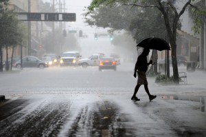 man in rain