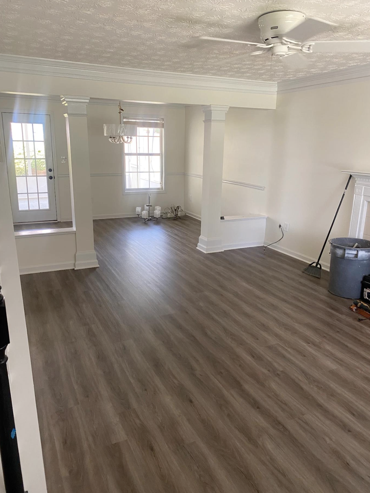LVP main level and solution-dyed carpet upper level installed in Marietta, GA by Concept Flooring