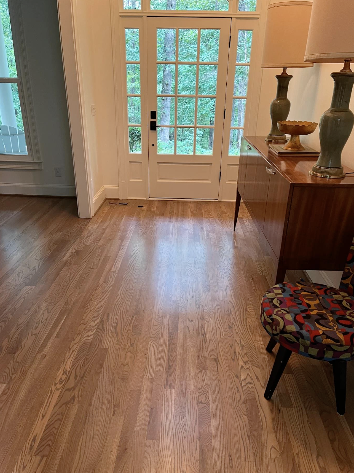 New site-finished White Oak hardwood and refinished existing floors in Roswell, GA by Concept Flooring