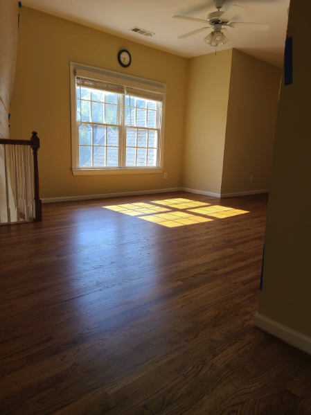 1,329 sq ft site-finished Red Oak hardwood flooring installed in Johns Creek, GA by Concept Flooring