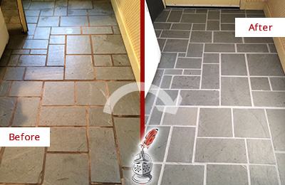 Before and after Picture of This Grout Sealing Job