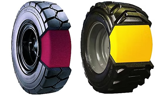 Foam-filled forklift tire