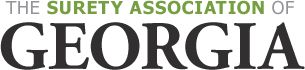 Logo of The Surety Association of Georgia with green and black text on white background
