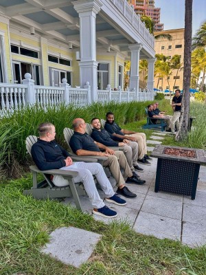 Winding down outside at Pelican Grand.