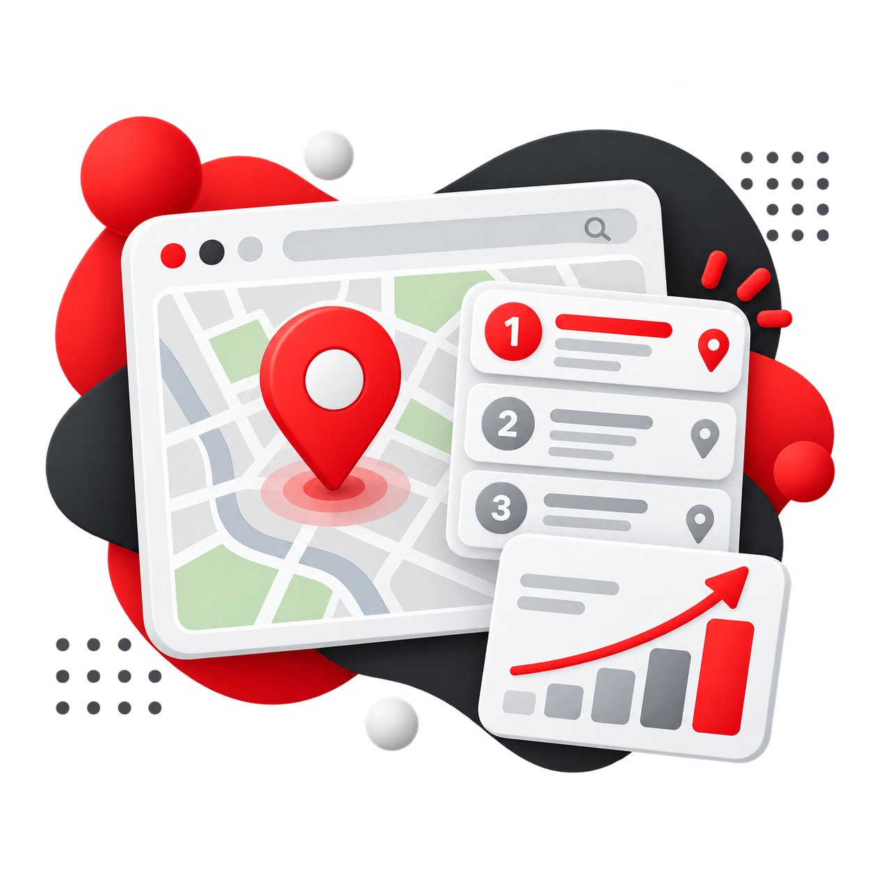 Map pin and phone call icon over a local business listing