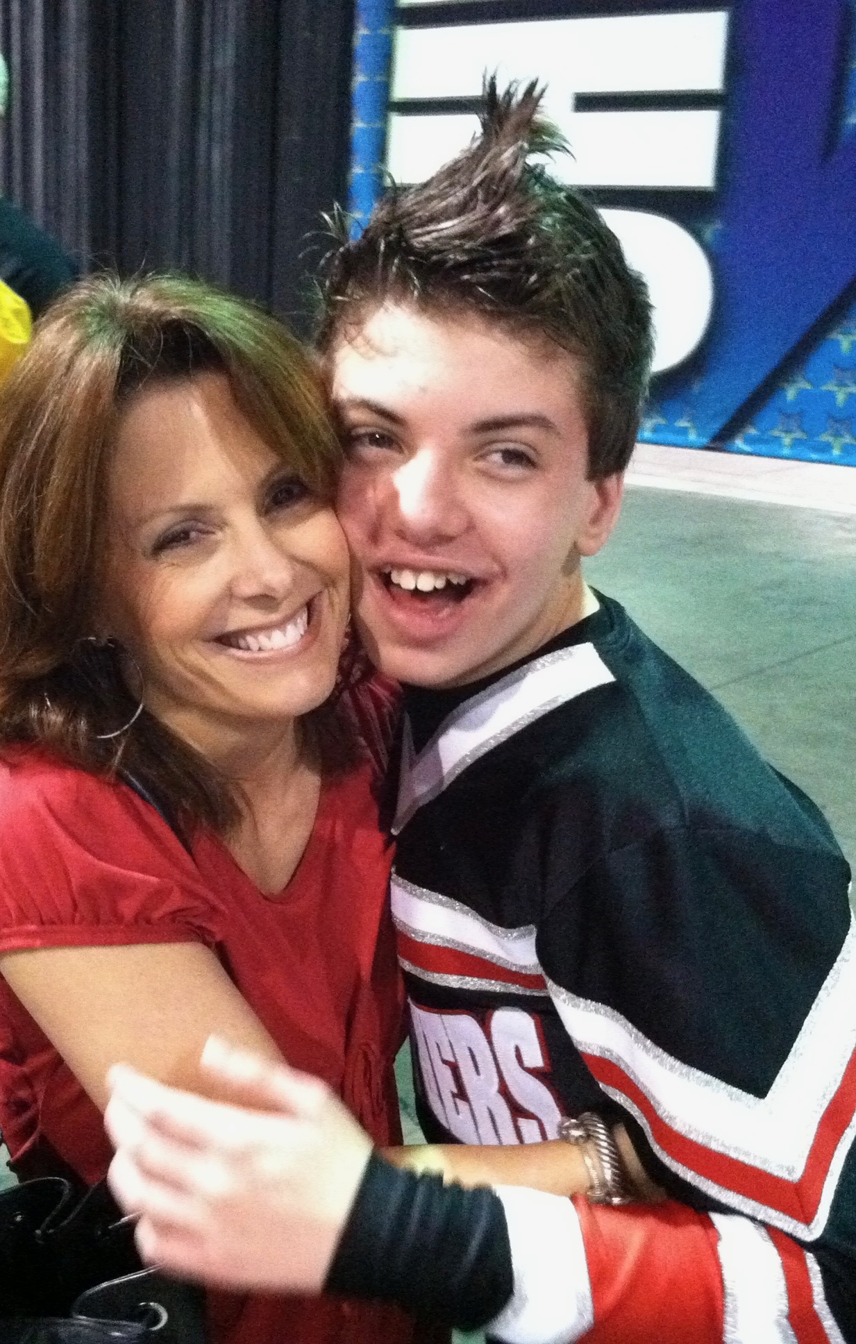 A mother and son sharing a joyful moment together