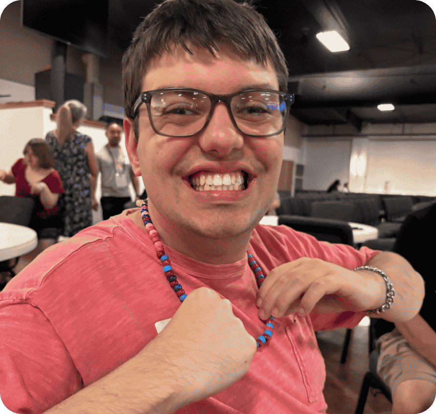 A participant at The Haven GTX smiling and sharing a moment of joy