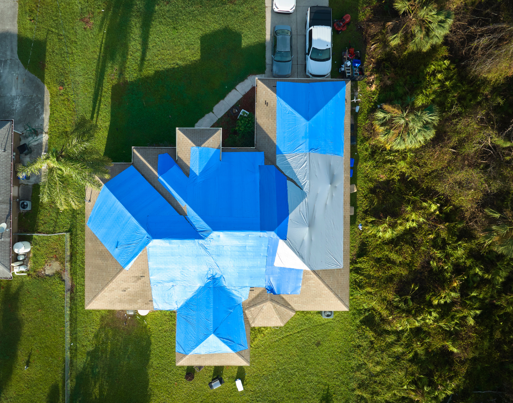 Roofing Tarp During Roof Repair Process - Tom and Jerry's Roofing