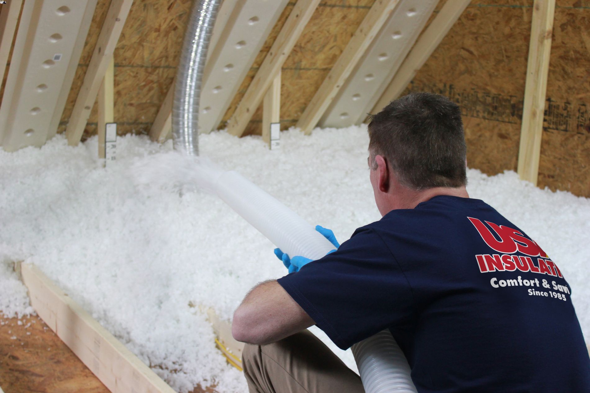 Blown-in attic insulation