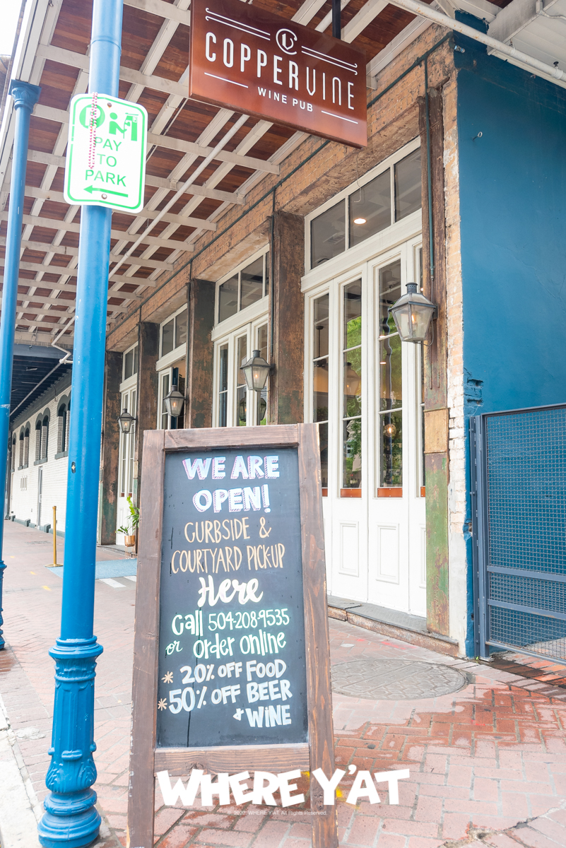 Copper Vine Wine Pub is Open and Offering Special Deals Where Y'at